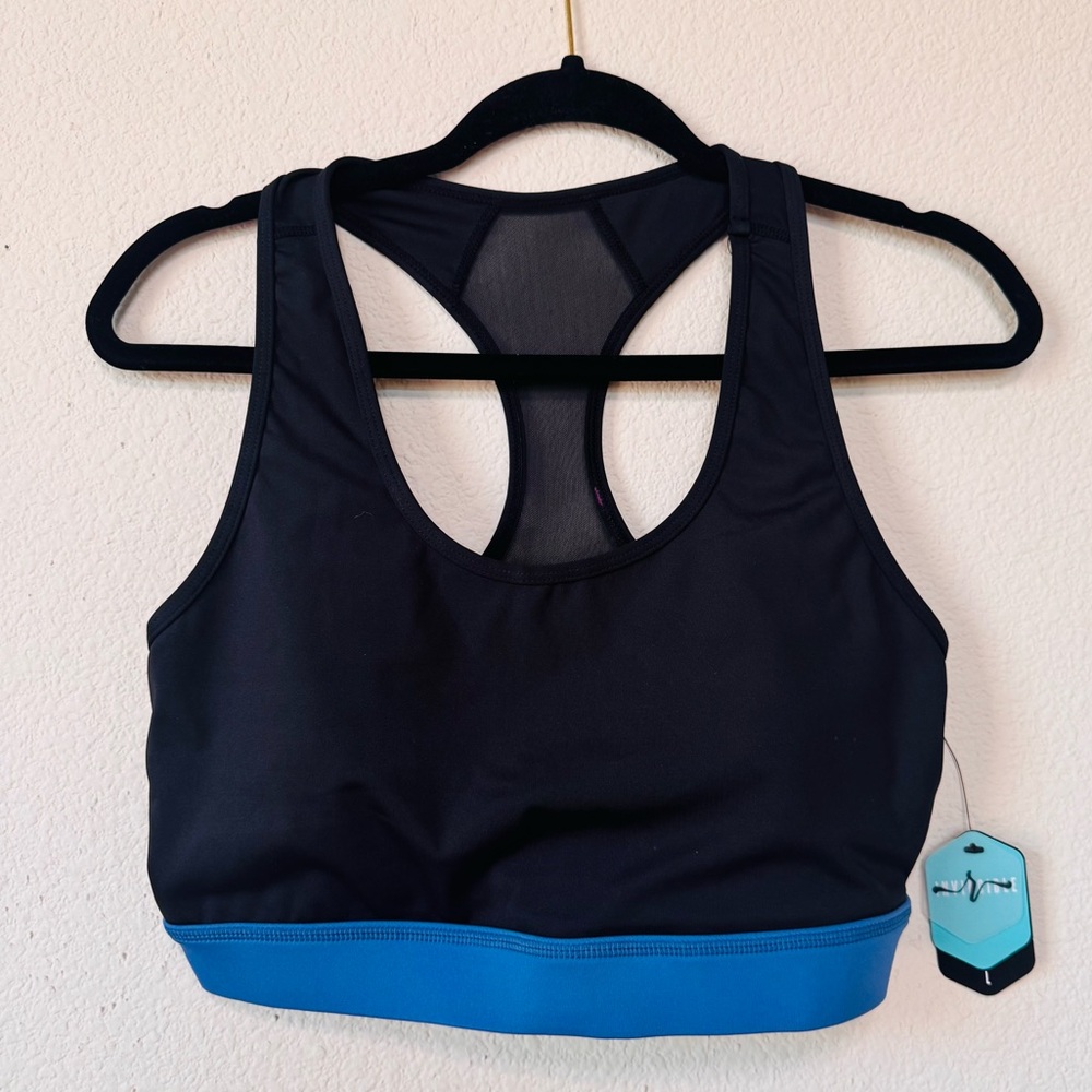 LulaRoe Sleek Black and Blue Sports Bra- Large